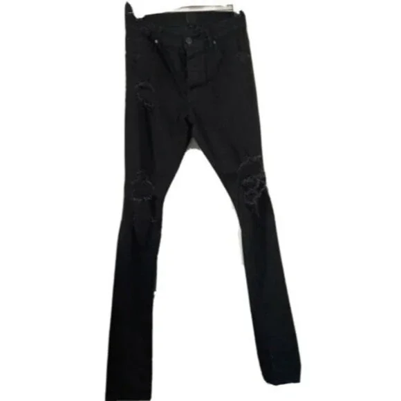 EN NOIR EN001 Celebrity fav Bieber Efron Distress Jean Coated Cash Black sz31